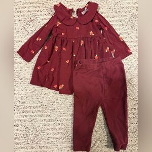 Hanna Andersson Maroon Baby Outfit with Floral Details